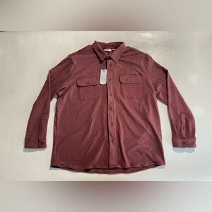 NEW Size XXL Mens Rowm Long Sleeve Button Down Shirt Polyester Bld Burgundy $80